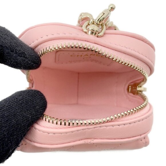 CHANEL Matelasse Mini Heart Bag Charm Lambskin Pink - Picture 10 of 10